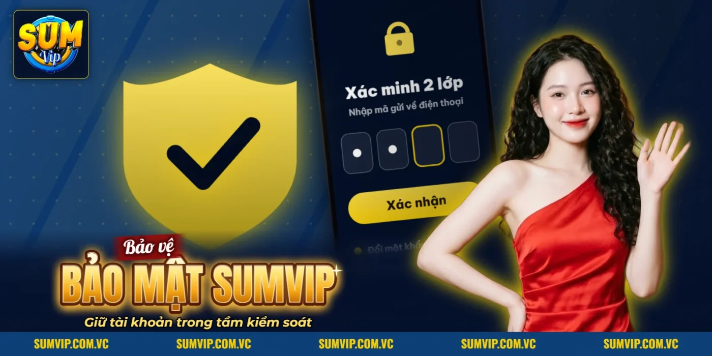 Khiên bảo mật và màn hình nhập mã xác nhận trên điện thoại của SUMVIP